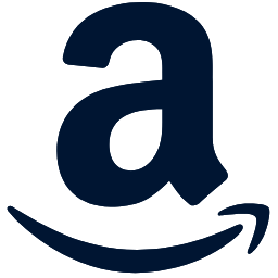 Navy blue Amazon logo on a white background