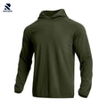 Rovarix men's olive athletic hoodie sweatshirt moisture-wicking integrated hood thumbholes