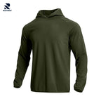 Rovarix men's olive athletic hoodie sweatshirt moisture-wicking integrated hood thumbholes