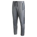 Gray jogger pants with a drawstring on a white background