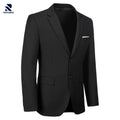 Rovarix men's black slim-fit blazer notched lapel two-button poly blend stretch sport coat 
