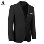 Rovarix men's black slim-fit blazer notched lapel two-button poly blend stretch sport coat 