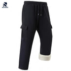Rovarix women's black fleece-lined cargo sweatpants sherpa interior cargo pockets