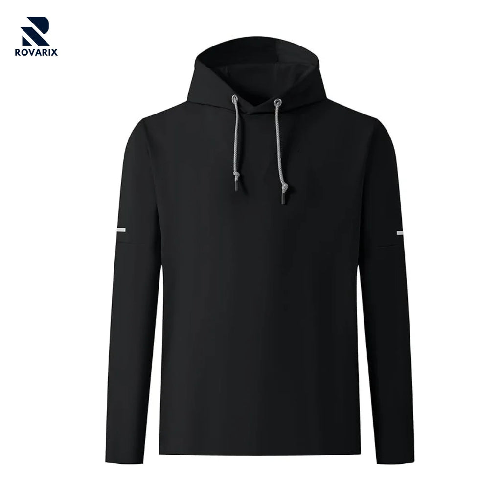 Rovarix men's black hoodie sweatshirt pullover fleece drawstring hood 