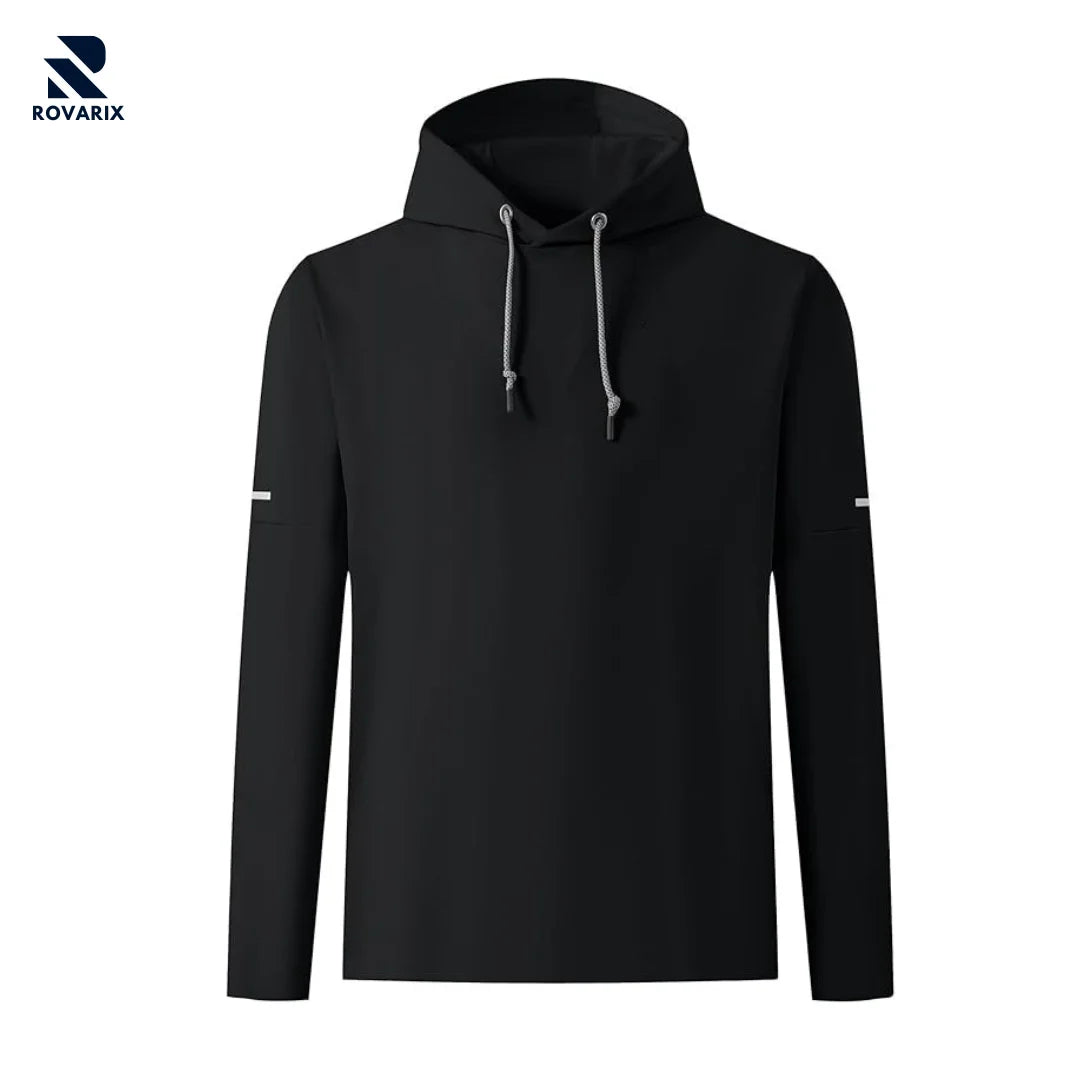 Rovarix men's black hoodie sweatshirt pullover fleece drawstring hood 