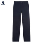 Rovarix men's navy blue chino pants straight-leg cotton twill stretch flat-front slant pockets