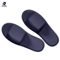 Rovarix navy blue open-toe indoor slippers with cushioned footbed and non-slip sole