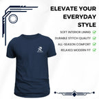 Rovarix navy t-shirt Front view showing clean minimal design