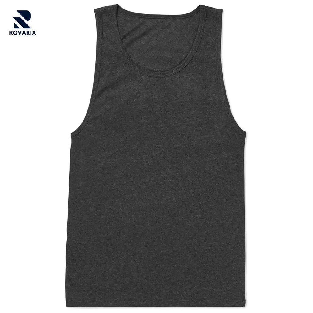 White tank top on a white background with Rovarix branding.