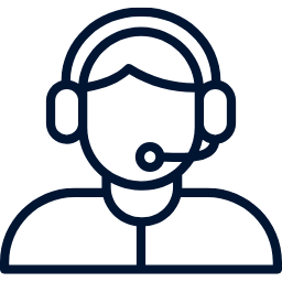 Outline of a person wearing a headset with a microphone