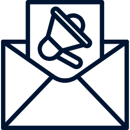Icon of a megaphone inside an envelope