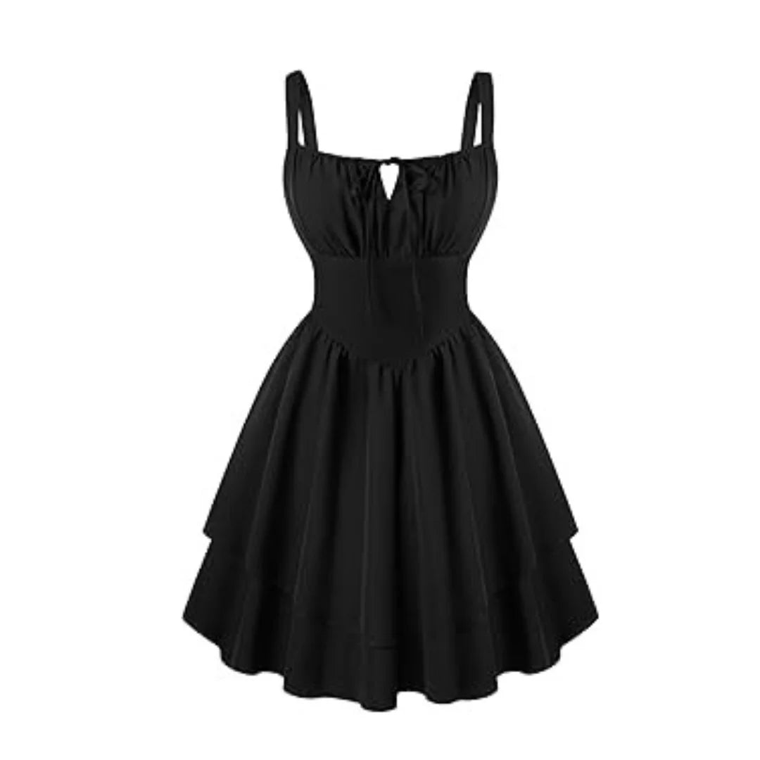 Black dress with thin straps on a white background