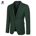Rovarix men's forest green slim-fit blazer notched lapel two-button cotton blend stretch sport coat 