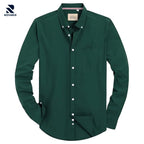 Rovarix men's forest green Oxford shirt long sleeve button-down collar white buttons