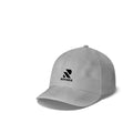 Rovarix gray baseball cap front angle view with black logo on crown