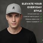 Man wearing a gray cap with a Rovarix brand logo, against a dark background with promotional text.