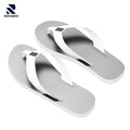 Rovarix white thong flip flops with gray rubber sole and comfortable Y-strap design
