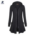 Rovarix women's charcoal long zip hoodie tunic-length fleece loungewear 