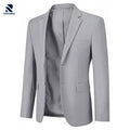 Rovarix men's light gray slim-fit blazer notched lapel two-button poly blend stretch sport coat