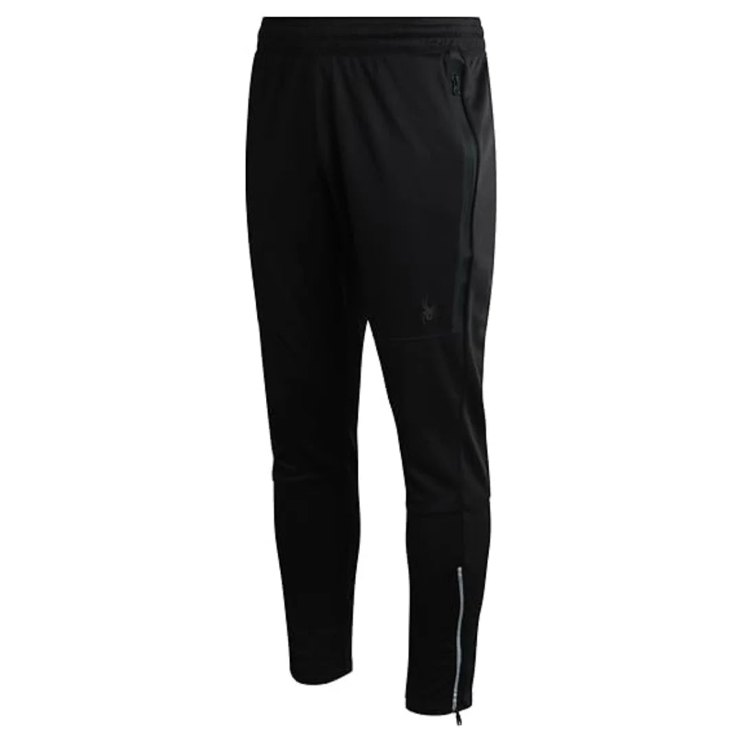 Rovarix men's black slim tapered athletic trousers smooth performance fabric zippered 