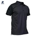 Rovarix men's black performance polo shirt short sleeve three-button placket side