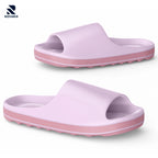 Rovarix lavender purple cloud slides showing 4.5cm thick cushioned sole and anti-slip massage texture