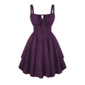 Rovarix women's purple fit-and-flare dress gathered bust adjustable straps empire waist tiered