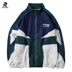 Rovarix men's tri-color windbreaker jacket full zip with elastic cuffs and waistband