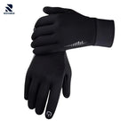 Rovarix black lightweight running gloves with touchscreen fingertips and reflective striping for athletic training