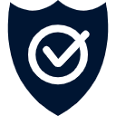 Shield icon with a check mark inside on a blue background