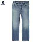 Rovarix men’s slim-straight stretch jeans medium indigo with 5-pocket design and subtle whiskering