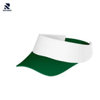 Front view of a structured green and white athletic visor on a white background.
