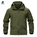 Rovarix men's olive green tactical softshell jacket water-resistant multiple zippered pockets