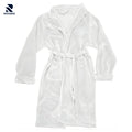 Rovarix white cotton terry cloth spa robe with shawl collar, pockets, and tie belt