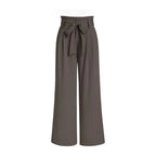 Brown wide-leg pants with a tie waist on a white background