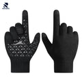 Rovarix black touchscreen knit gloves palm and back view with silicone grip dots