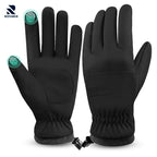 Rovarix black waterproof winter gloves with touchscreen-compatible fingertips and thermal insulation