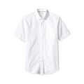 Rovarix men's white Oxford short sleeve button-down shirt with chest pocket structured collar