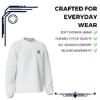 Rovarix white sweatshirt Front view showing clean minimal design
