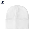 Rovarix classic white cuffed winter beanie hat with soft knit fabric and stretchy fit
