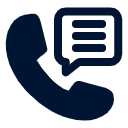 Phone icon with a speech bubble, representing communication.