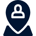 Icon of a person with a map marker, typically used for location-based services.