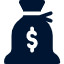 Icon of a bag with a dollar sign, symbolizing finance or banking.